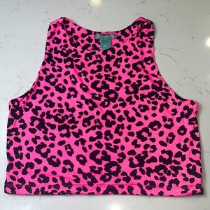 COPY - Pink leopard print workout top (Nordstrom)